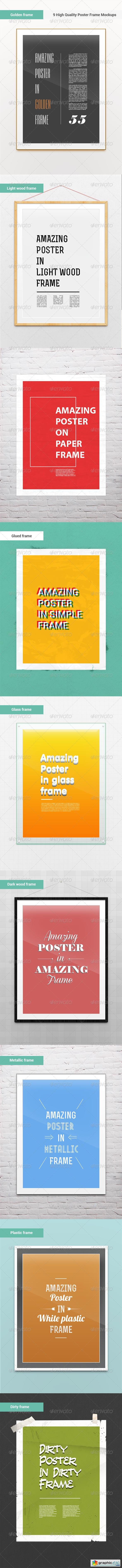 9 High Quality Picture/Poster Frame Mock-Ups