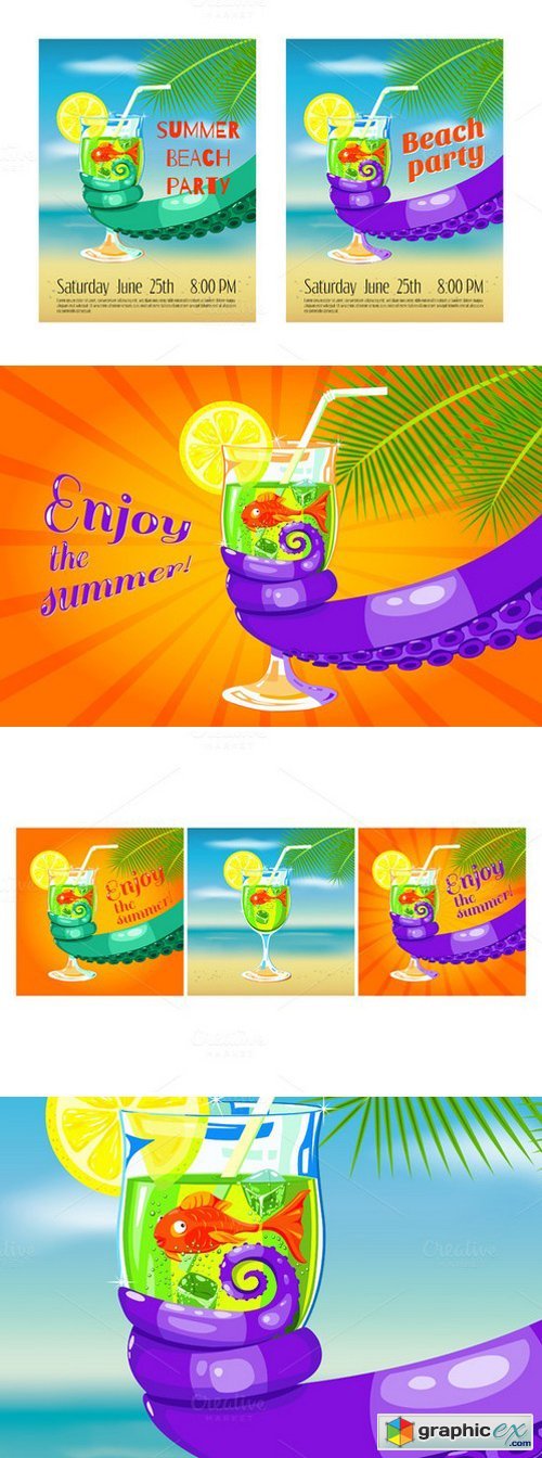 Set of posters "Enjoy the summer!"