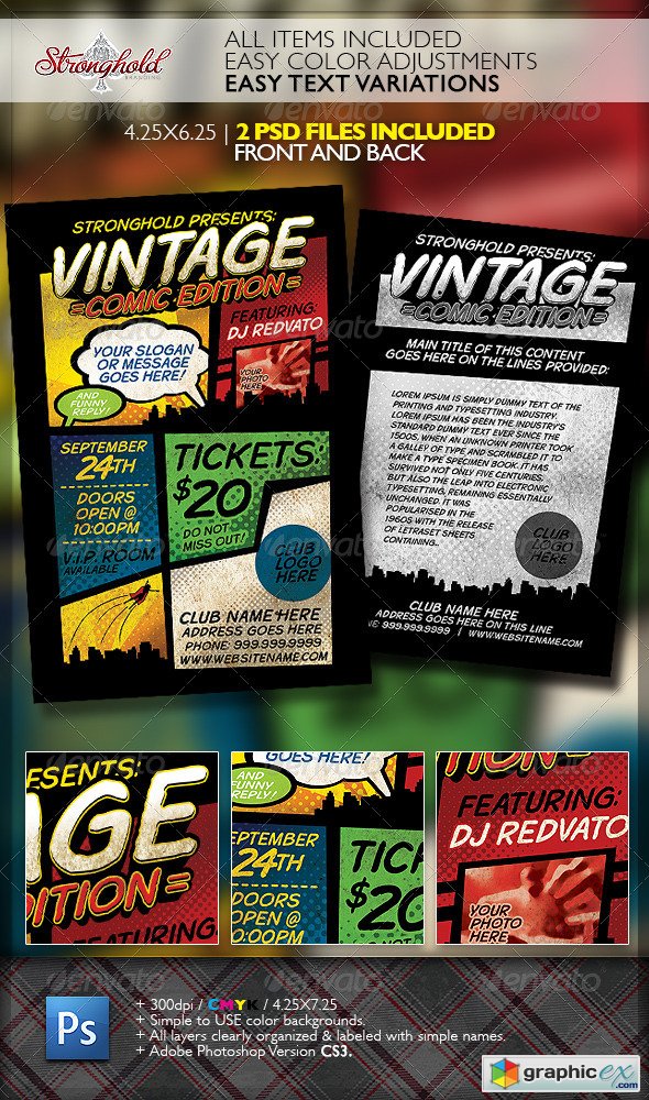 Vintage Comic Book Event Flyer Template