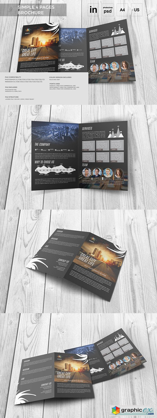 4 Pages A4 Size Brochure in PSD/IN