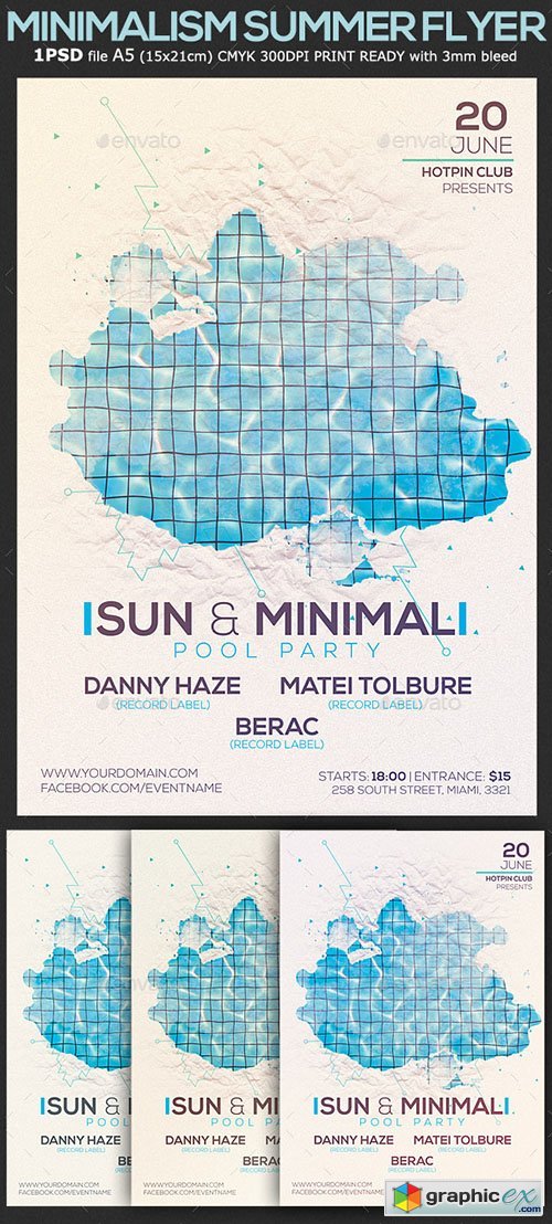 Minimalism Summer Pool Party Flyer Template