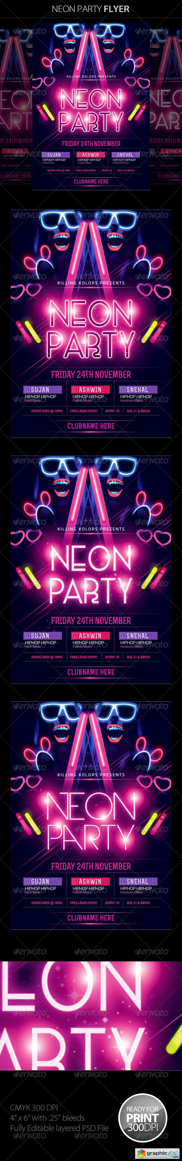 Neon / Glow Party Flyer