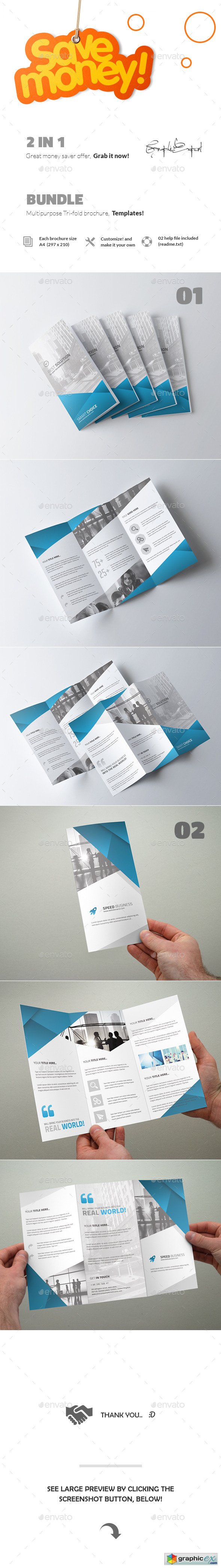 2 in 1 Creative Tri-Fold Brochure Bundle