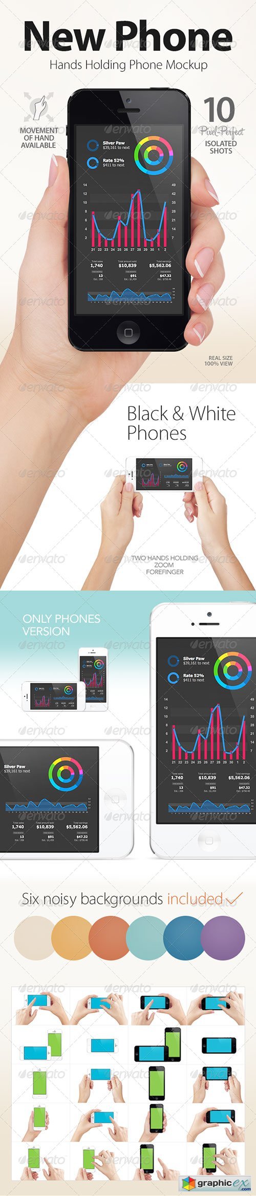 Hands Holding Black and White Phones | App & UI Mockups