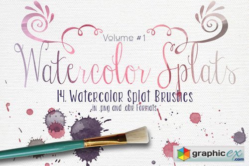 Watercolor Splats Brushes Vol. #1