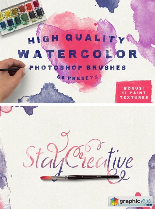 Watercolor Brushes + Bonus Textures!