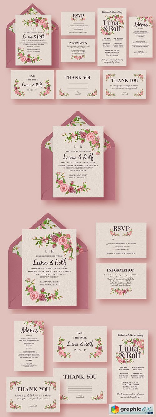 Floral Wedding Invitation Suite