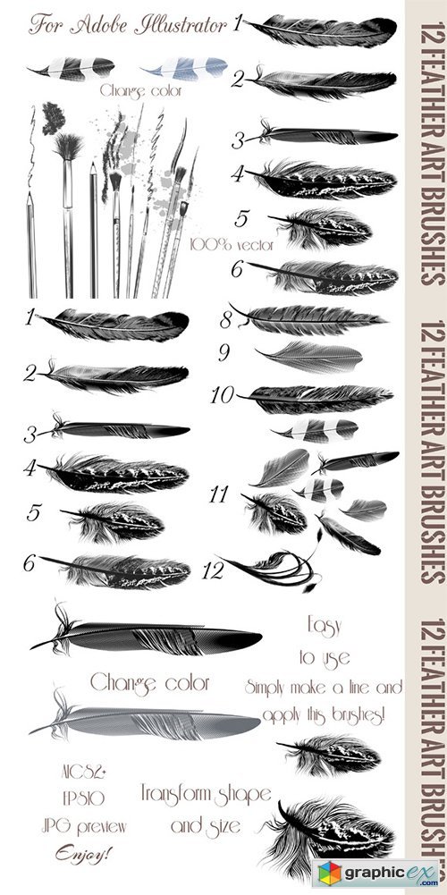 Feather brushes for illustrator