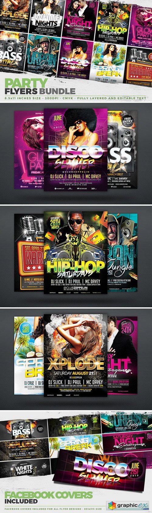10 Party Flyer Templates + FB Covers
