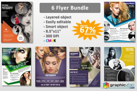 Photography flyer bundle - 6 flyer