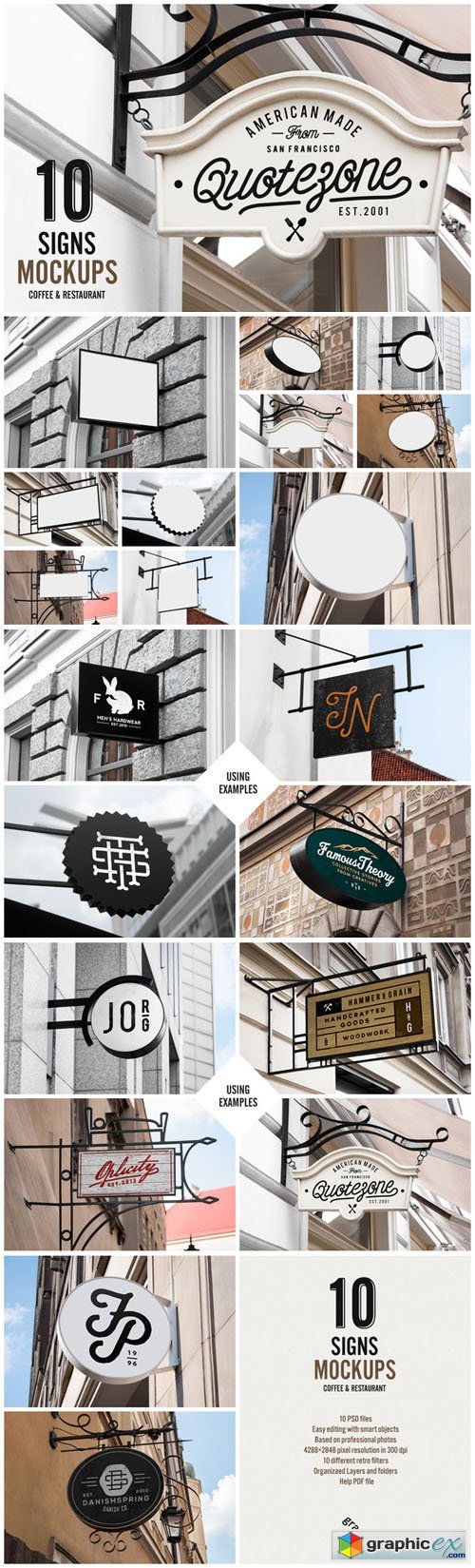 10 Signs Mockup Restaurant & Coffee