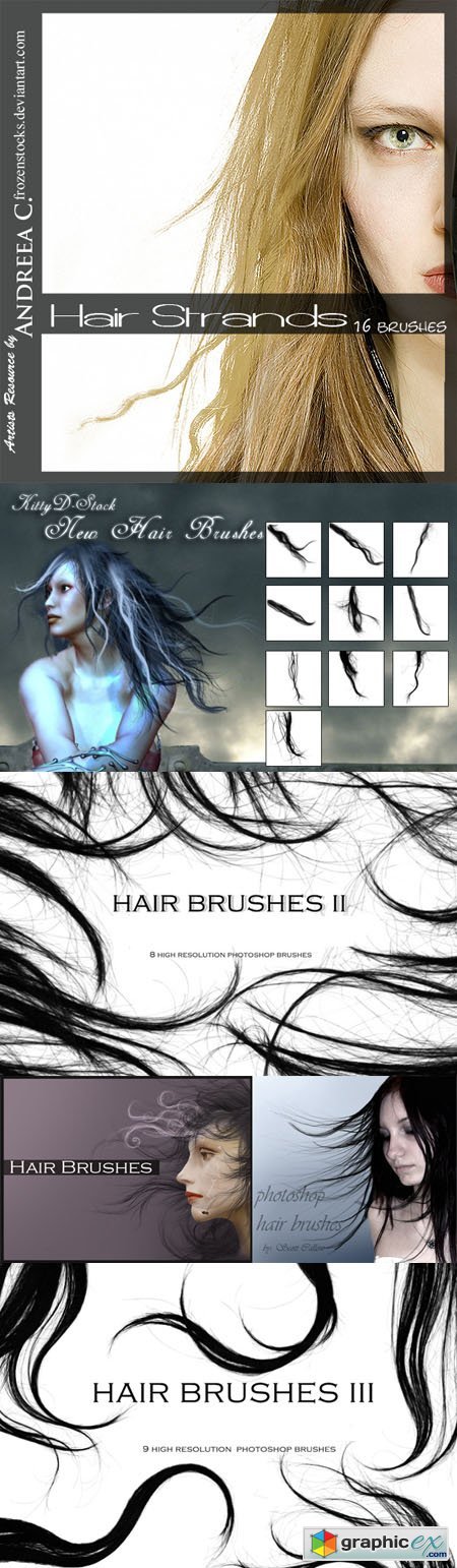 Hair Brushes for Photoshop (6-Brushes)