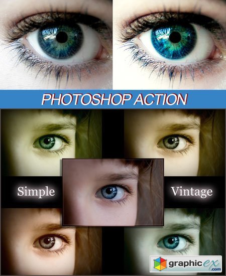 Bright Eyes with Colour Vintage Actions for Photoshop