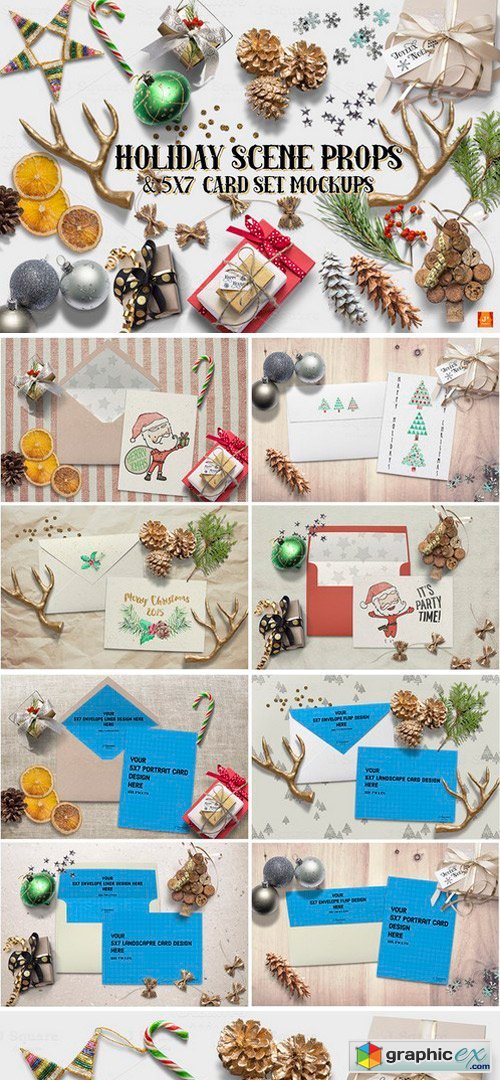 Holiday Props & 5X7 Card Set Mockups