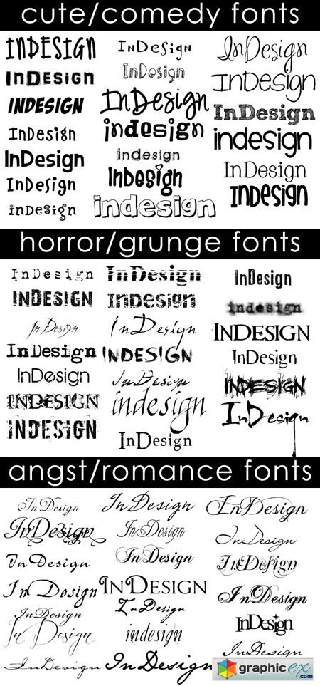 Cute-Comedy, Horror-Grunge and Angst-Romance Fonts