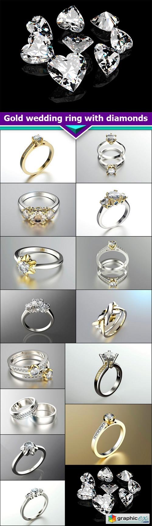 Gold wedding ring with diamonds 15X JPEG