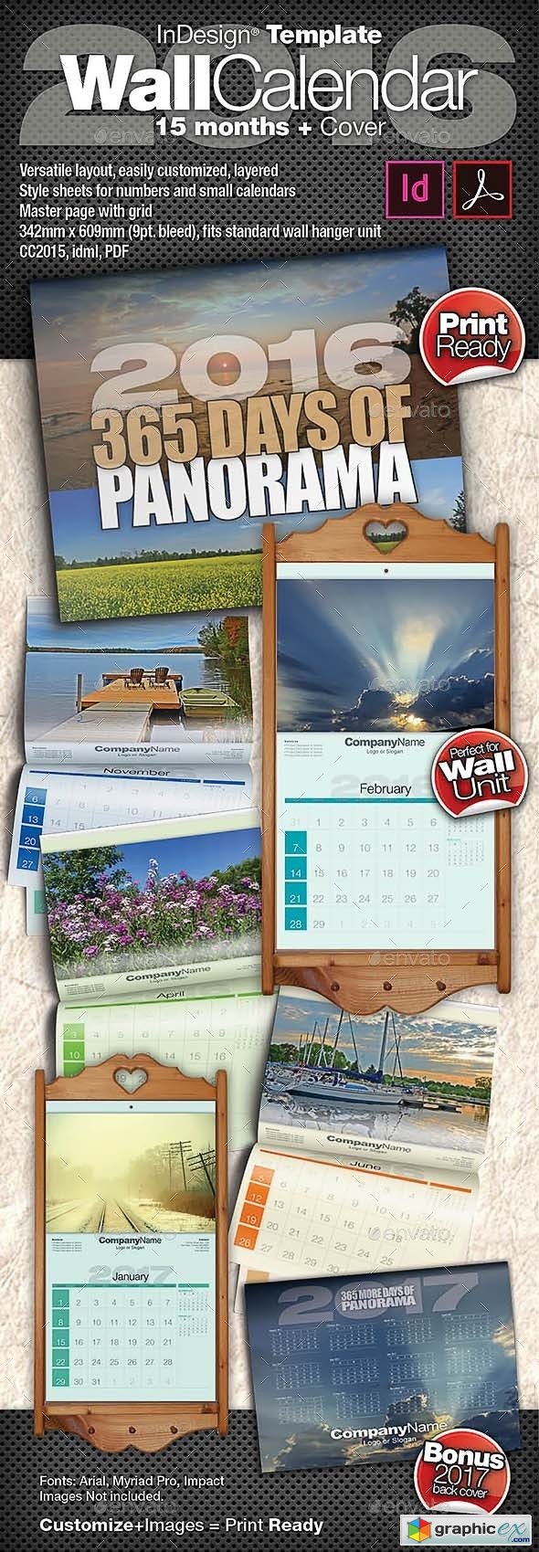 2016 Wall Calendar - 15 Months + Cover