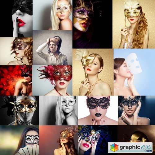 Collection of beautiful girls in masks 25 UHQ Jpeg