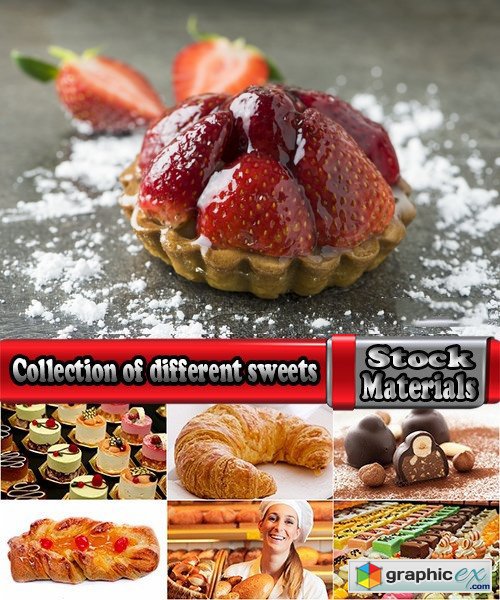 Collection of different sweets pastry cake pie shop selling candy 25 HQ Jpeg