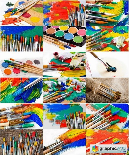 Collection brushes for painting with oil paints 25 UHQ Jpeg