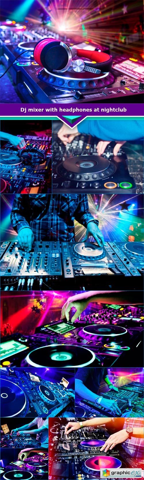 Dj mixer with headphones at nightclub 10x JPEG