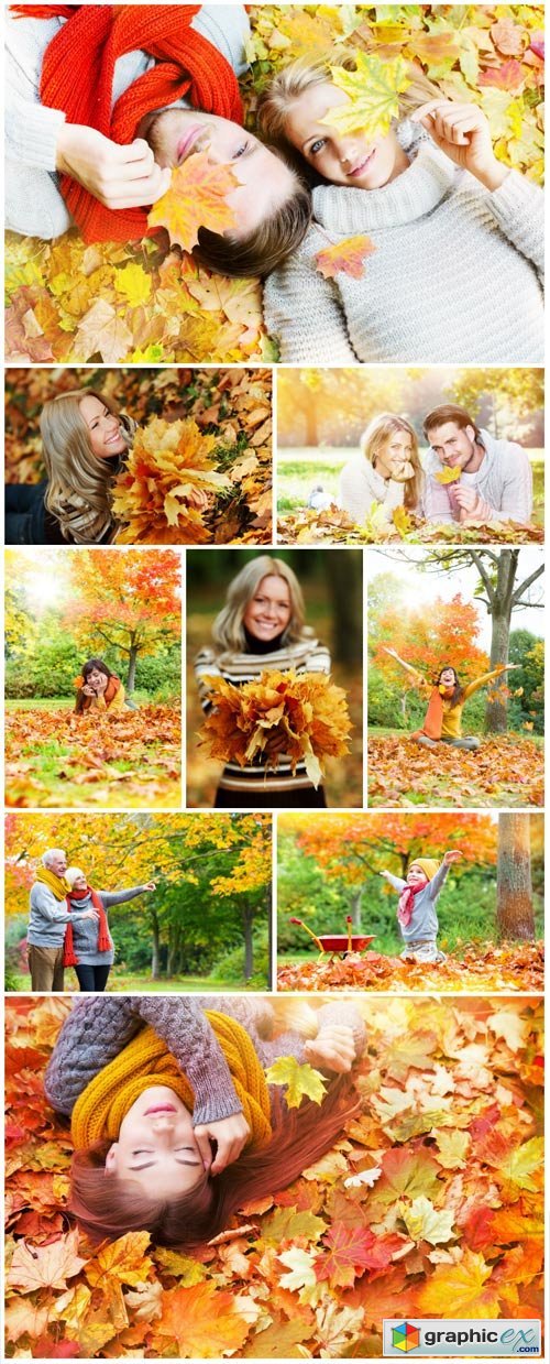 Autumn, people on nature - Stock photo