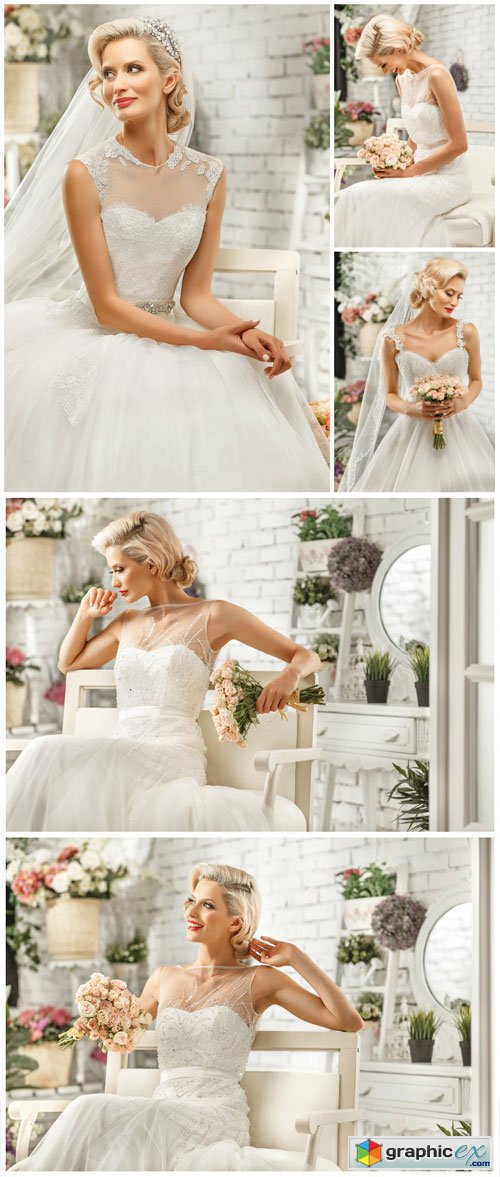 Bride in an elegant wedding dress - Stock photo