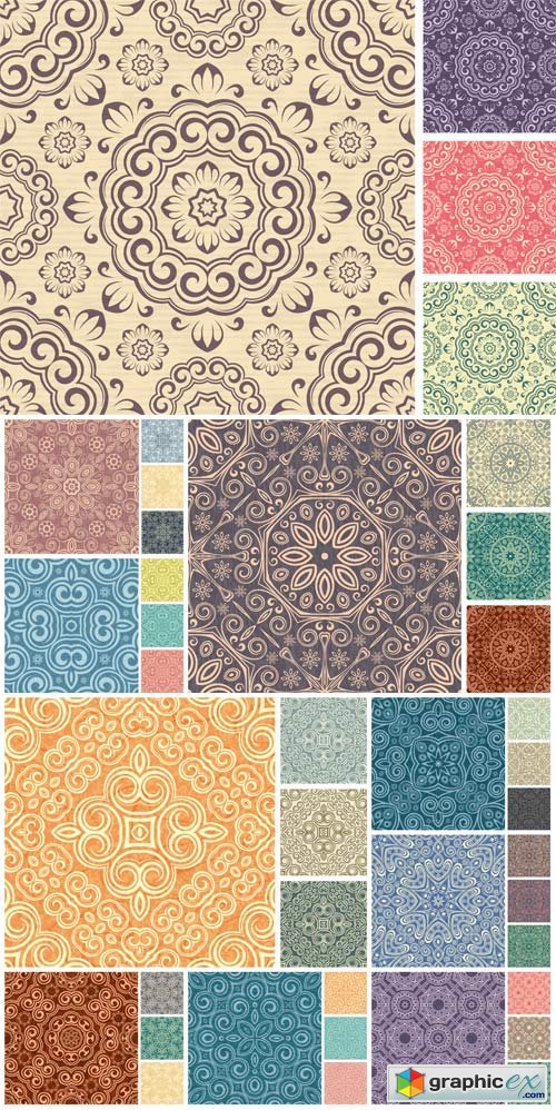 Set of seamless vector floral texture
