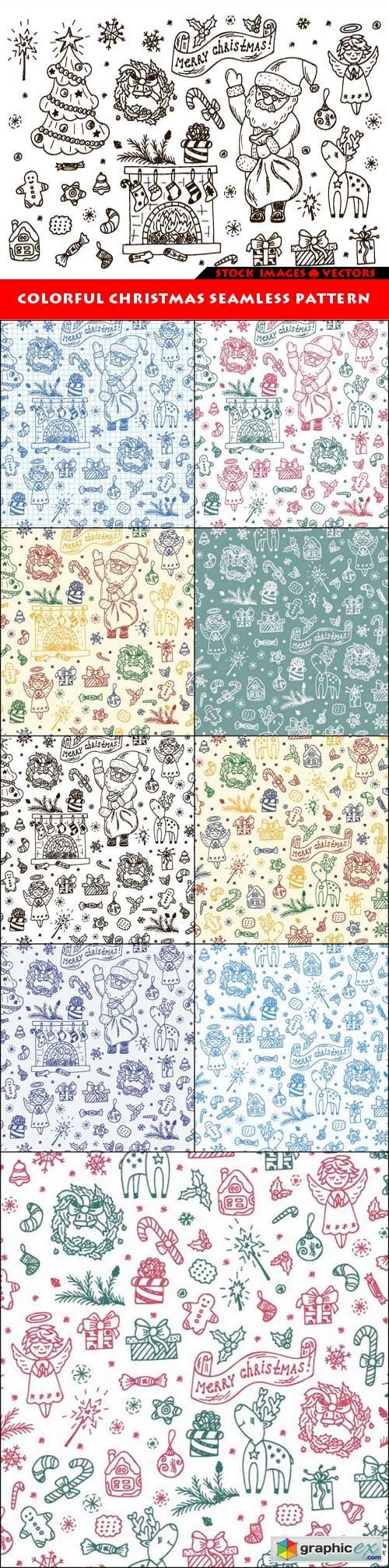 Colorful Christmas seamless pattern 10x EPS