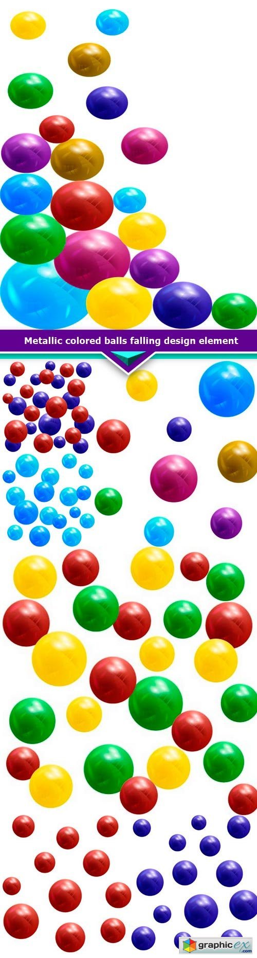 Metallic colored balls falling design element 7x EPS