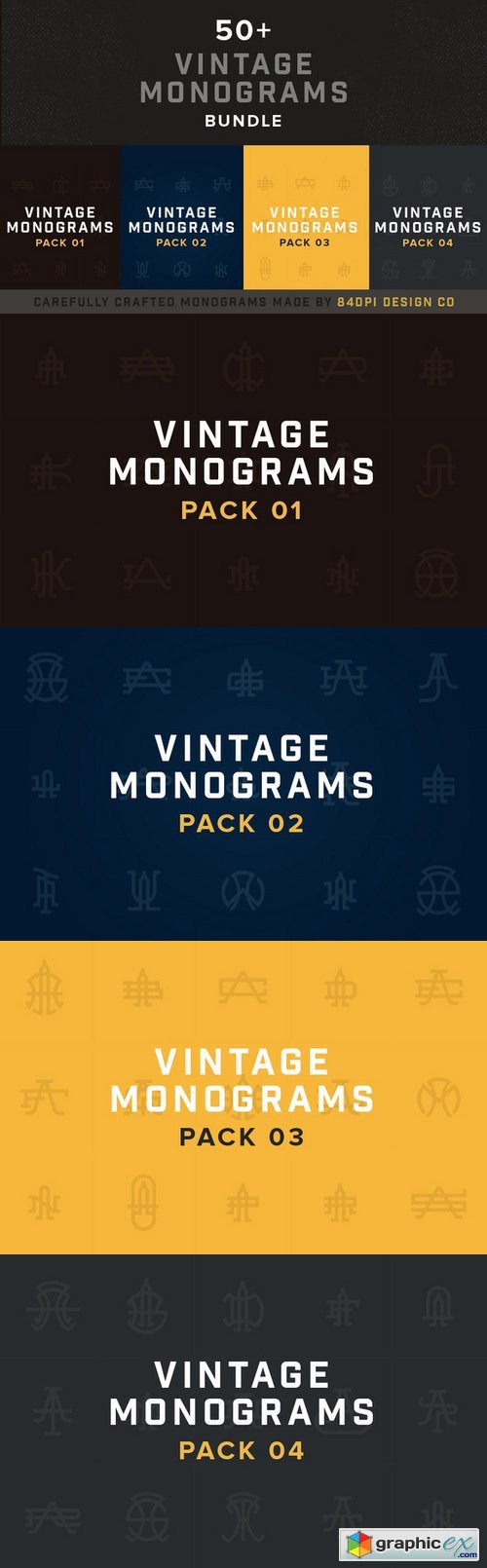 50+ Vintage Monograms Bundle