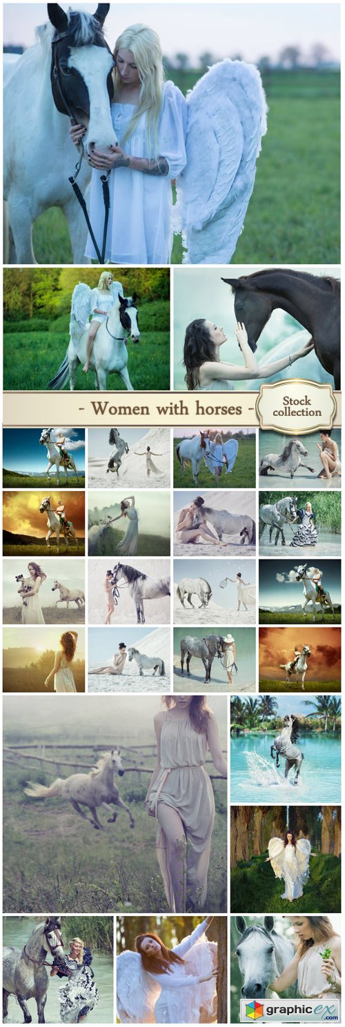 Women with horses - Stock photo
