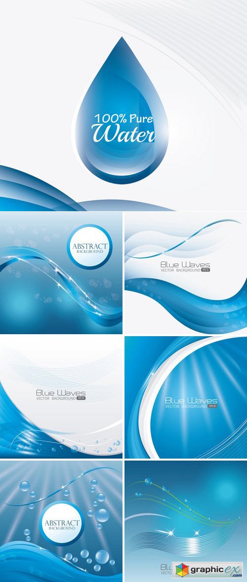 Stock Vectors - Blue And White Waves Colorful Background Design, Vector Illustration