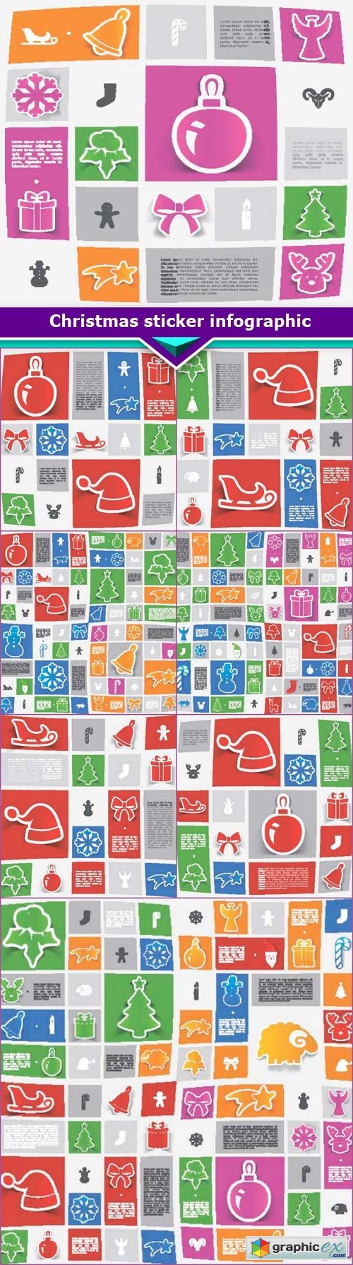 Christmas sticker infographic 8x EPS