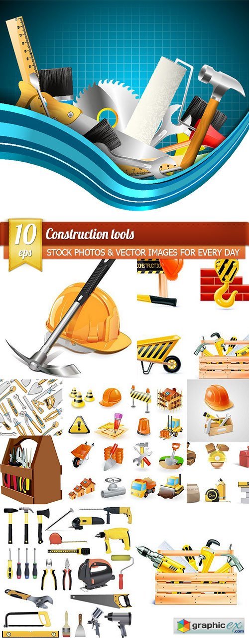 Construction tools, 10 x EPS