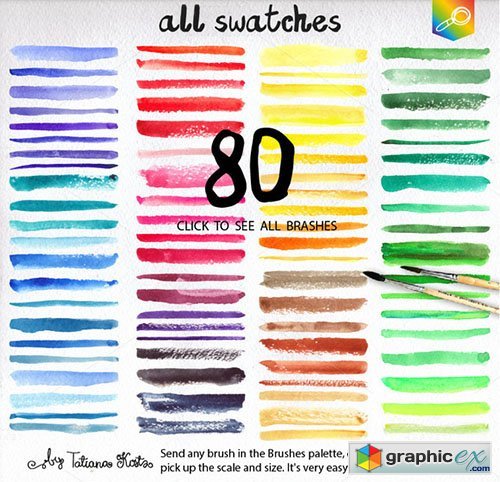 80 Watercolor Vector brushes