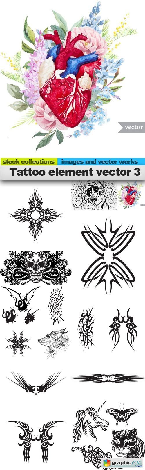 Tattoo element vector 3, 15 x EPS
