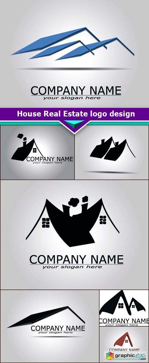 House Real Estate logo design 7X EPS