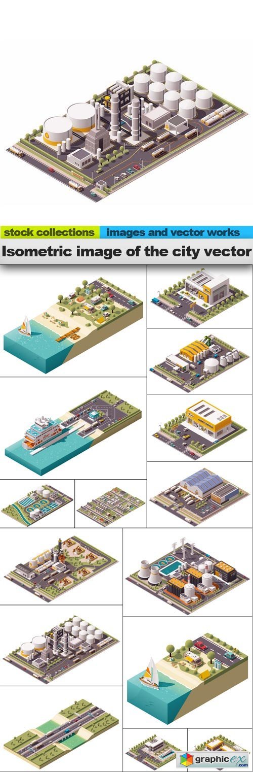 Isometric image of the city vector, 15 x EPS