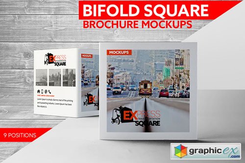 Bifold Square Brochure Mockups