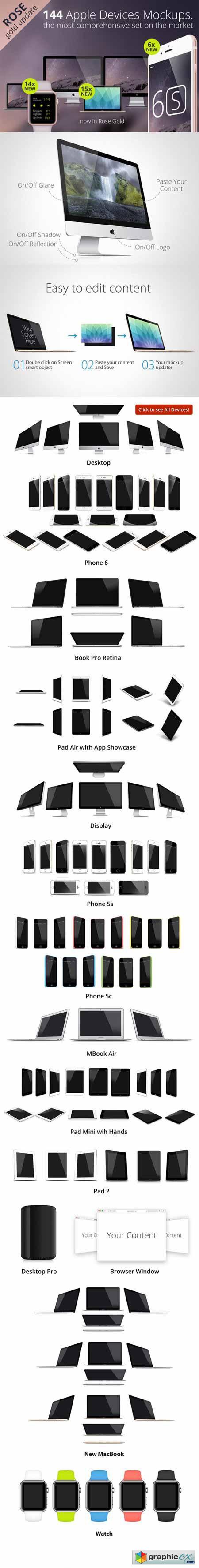 144 Apple Responsive Devices Mockups