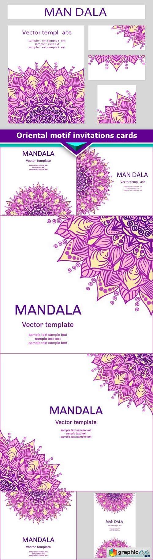 Oriental motif lace for your design invitation cards 7x EPS
