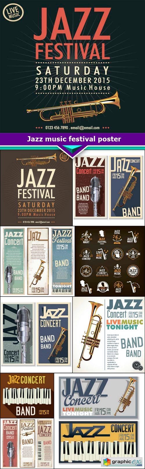 Jazz music festival poster 10x EPS