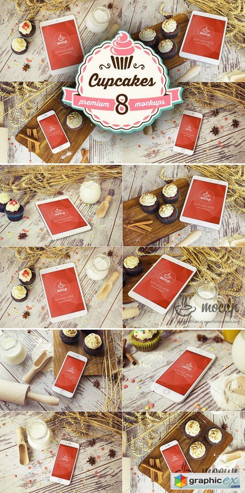 8 PSD Mockups Cupcakes