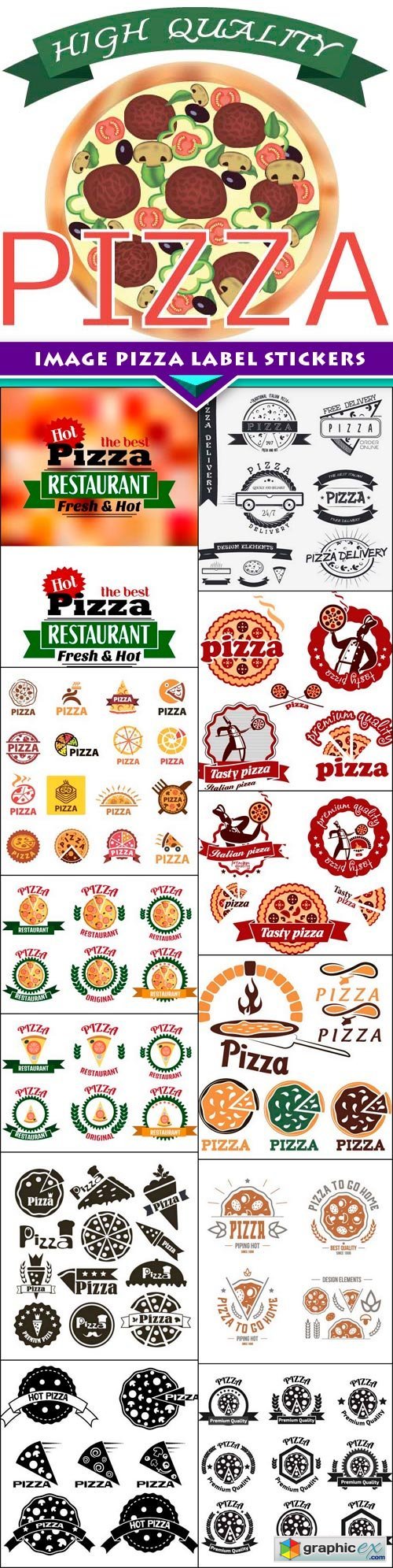 Image Pizza label stickers 13x EPS