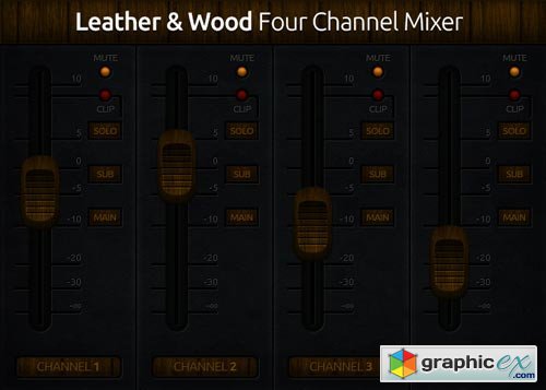 Leather & Wood 4 Channel Mixer UI