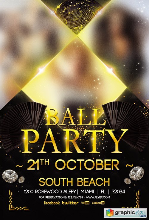 Ball Party  Flyer Template + Facebook Cover