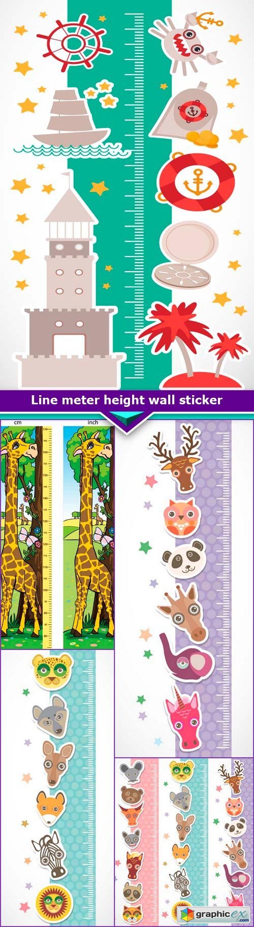 Line meter height wall sticker 5x EPS