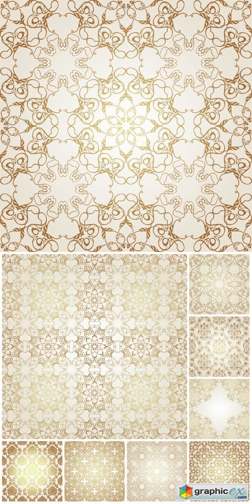 Gold vintage patterns, backgrounds, textures vector