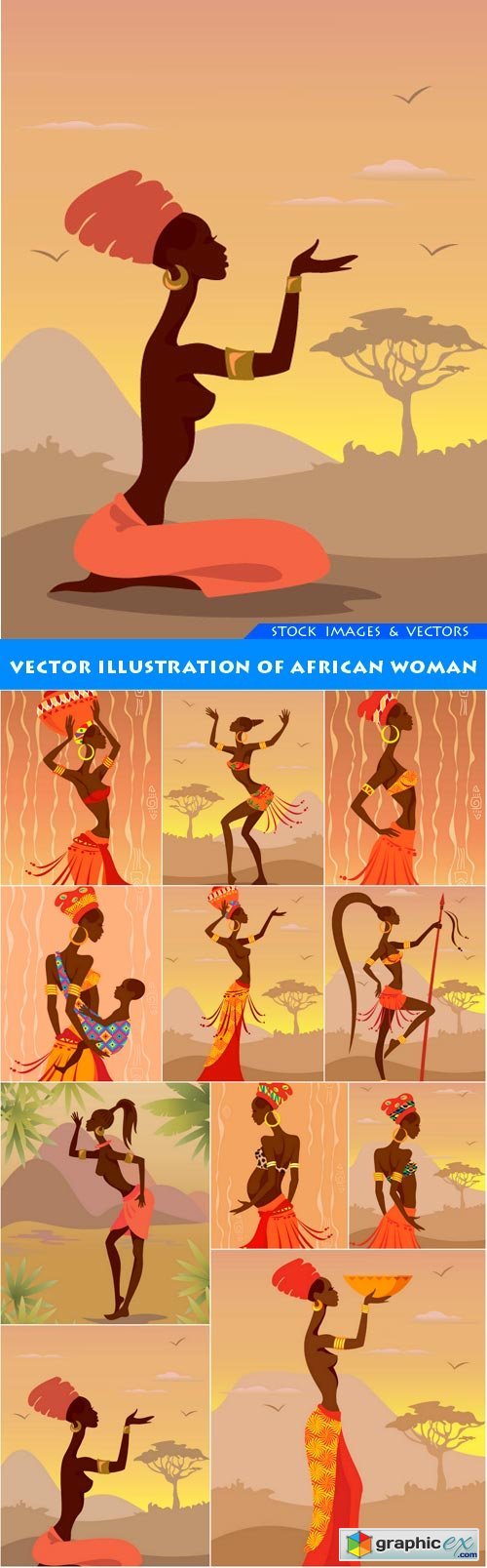 Vector Illustration of African Woman 11X EPS